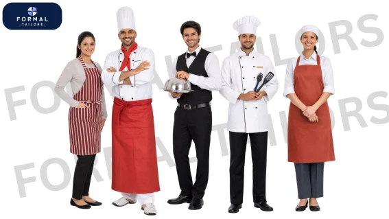Professional chef coats and aprons manufactured for luxury resorts in Coorg and Mangalore.